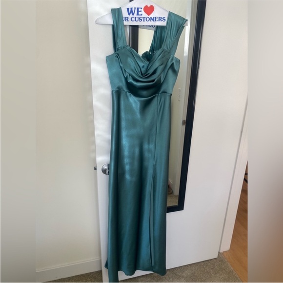 Birdy Grey Mia Convertible Dress in Sea Glass Satin Size Small. - Picture 4 of 5